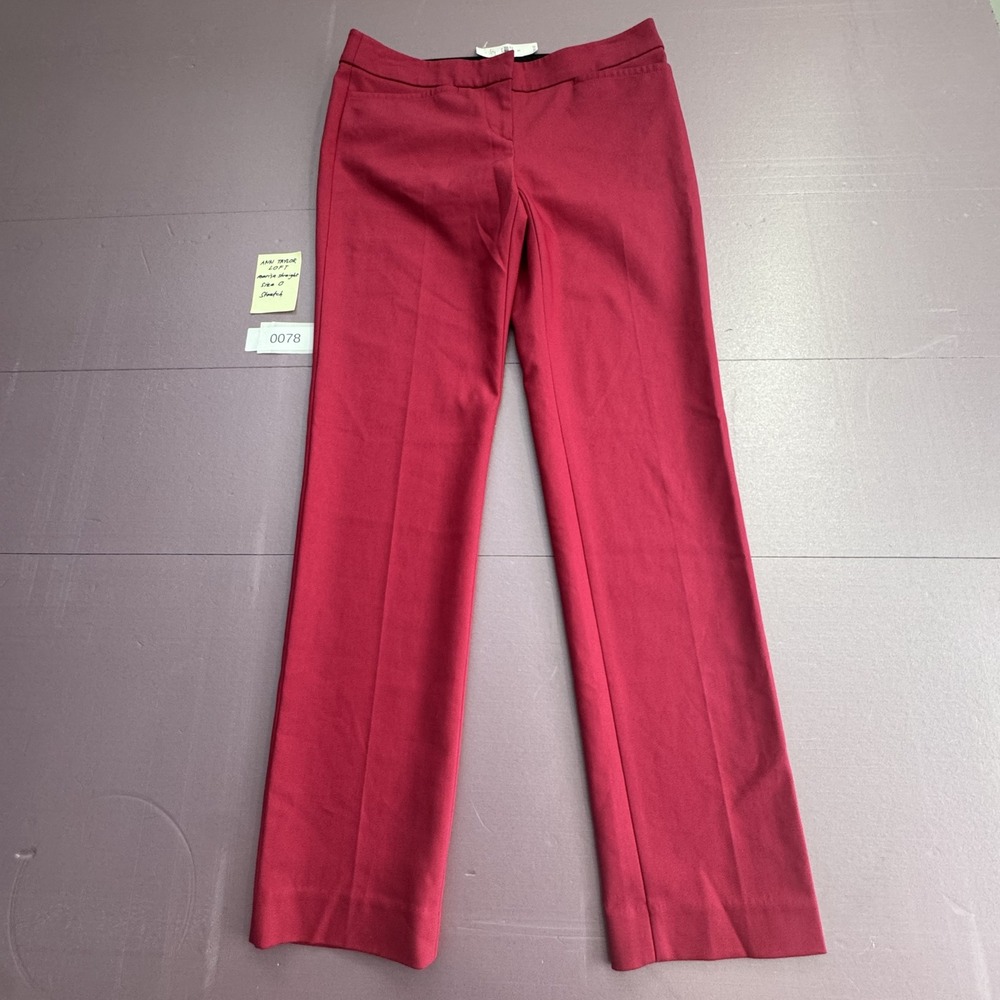 LOFT Marisa Straight Pants Women Size 0 Pink New Stretch Workwear Trousers
